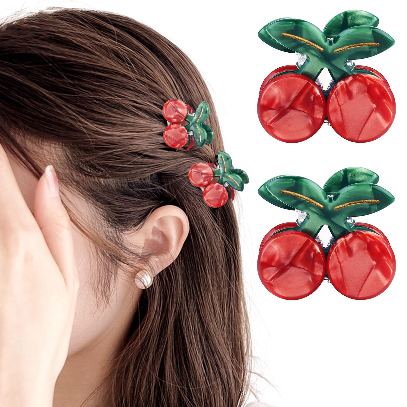 Amazon.com: PLwelth Small Cherry Hair Claw Clips Mini Hair Clips